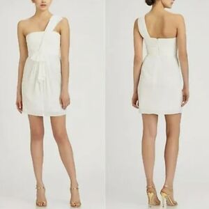 BCBG MAXAZRIA white 2 drape cocktail assymetrical elegant dress